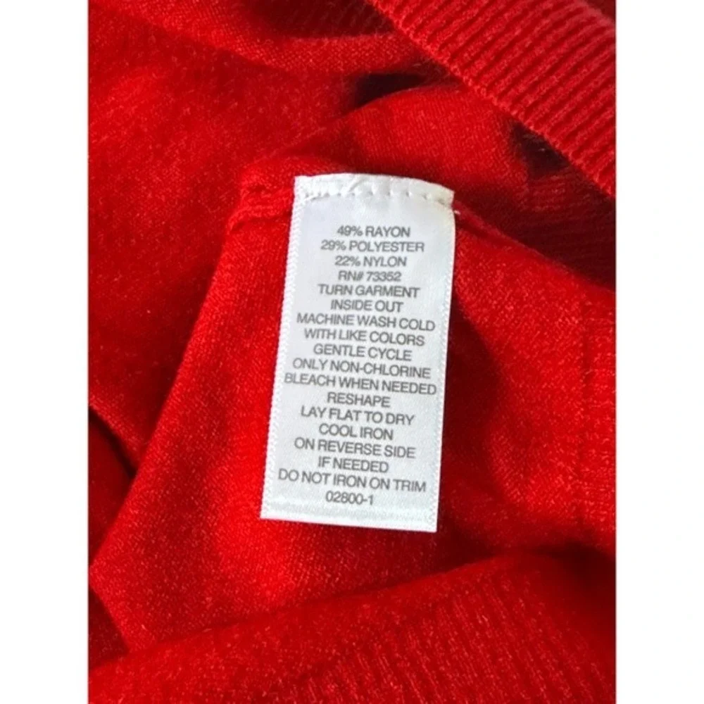 Liz Claiborne‎ Red Jeweled Neck 3/4 Sleeve Sweater Top Elegant Knit Size L NEW